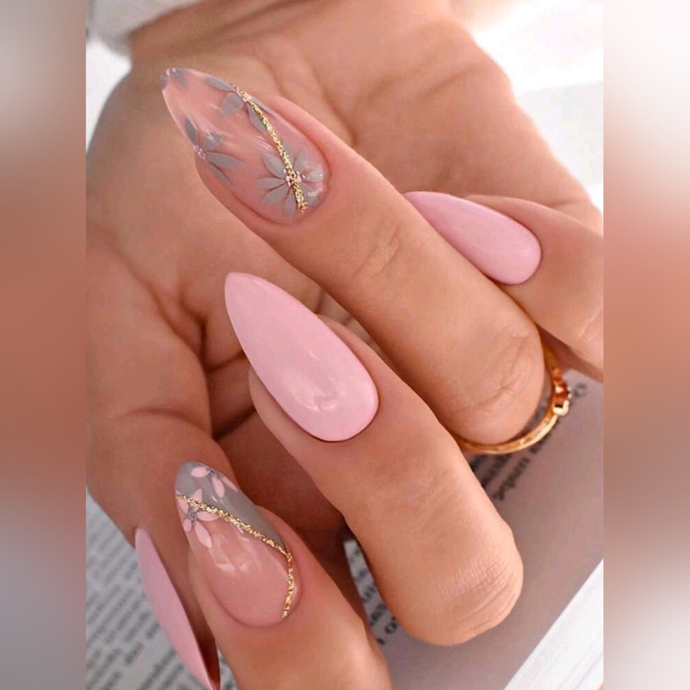 24-pcs long Almond fake nails
